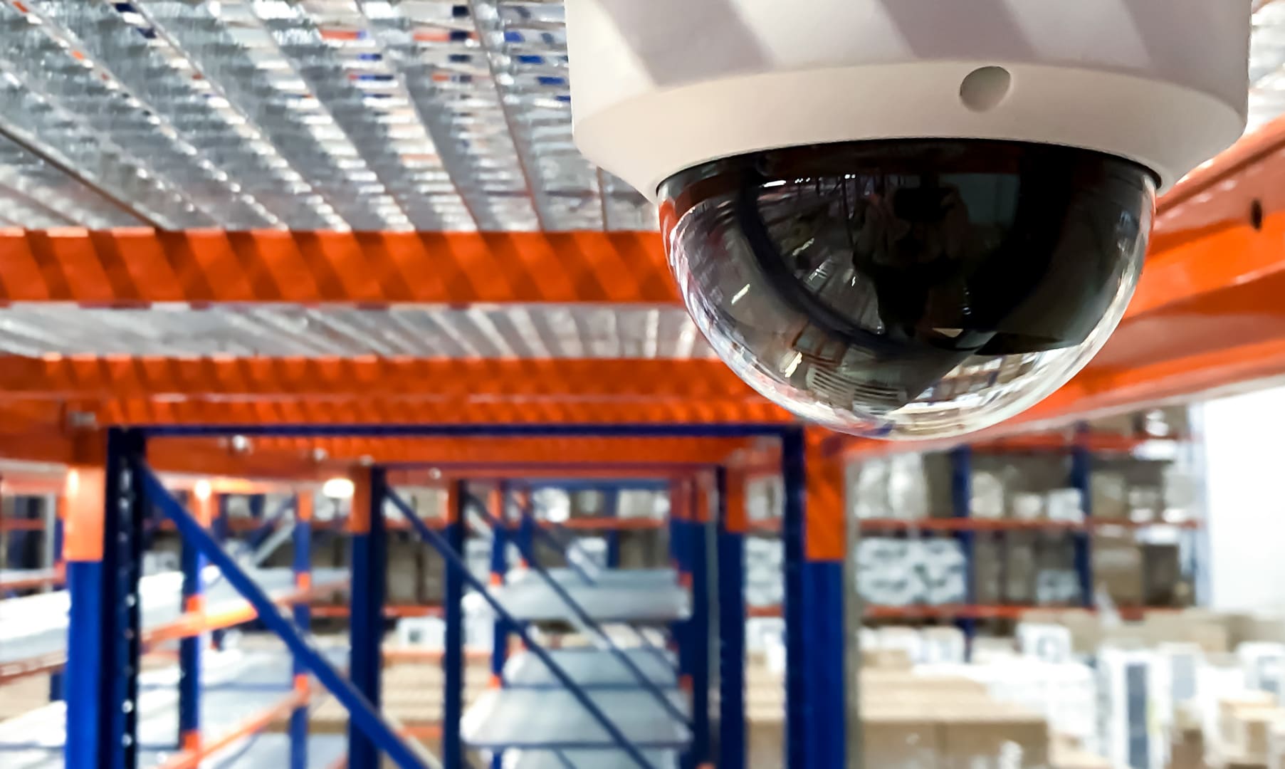 Commercial security cameras mounted on a building exterior